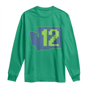Washington State Map Number 12 Long Sleeve Shirt Pacific Northwest Sports Fan
