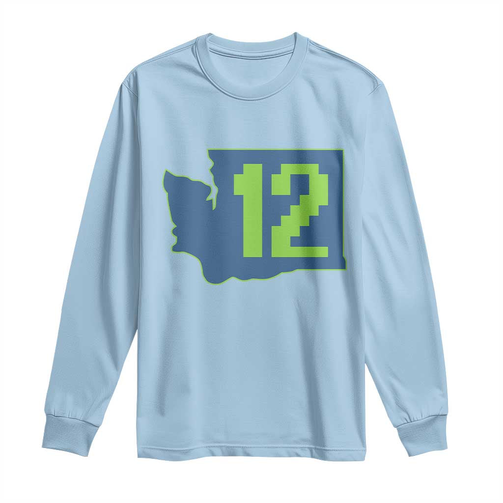 Washington State Map Number 12 Long Sleeve Shirt Pacific Northwest Sports Fan