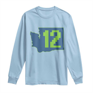 Washington State Map Number 12 Long Sleeve Shirt Pacific Northwest Sports Fan
