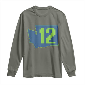Washington State Map Number 12 Long Sleeve Shirt Pacific Northwest Sports Fan