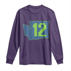 Washington State Map Number 12 Long Sleeve Shirt Pacific Northwest Sports Fan