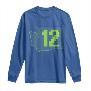 Washington State Map Number 12 Long Sleeve Shirt Pacific Northwest Sports Fan