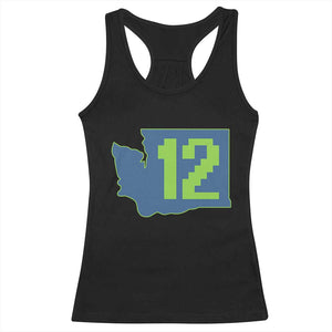 Washington State Map Number 12 Racerback Tank Top Pacific Northwest Sports Fan