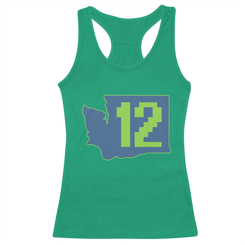 Washington State Map Number 12 Racerback Tank Top Pacific Northwest Sports Fan