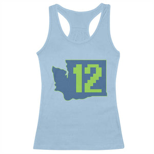 Washington State Map Number 12 Racerback Tank Top Pacific Northwest Sports Fan