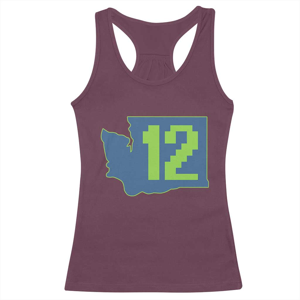 Washington State Map Number 12 Racerback Tank Top Pacific Northwest Sports Fan