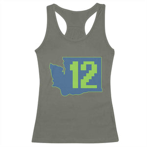 Washington State Map Number 12 Racerback Tank Top Pacific Northwest Sports Fan