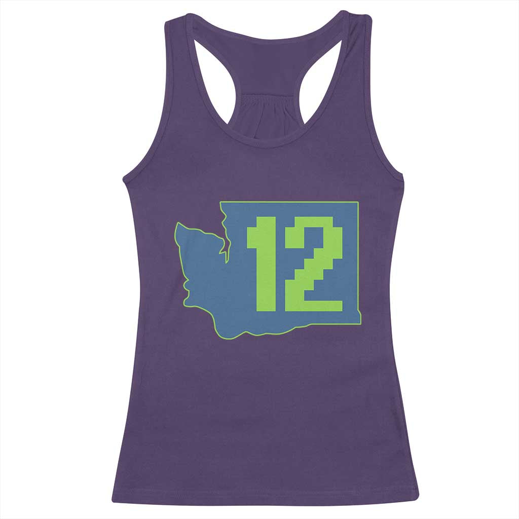 Washington State Map Number 12 Racerback Tank Top Pacific Northwest Sports Fan