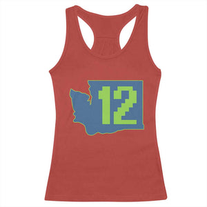 Washington State Map Number 12 Racerback Tank Top Pacific Northwest Sports Fan