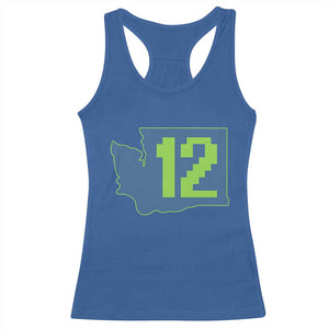 Washington State Map Number 12 Racerback Tank Top Pacific Northwest Sports Fan