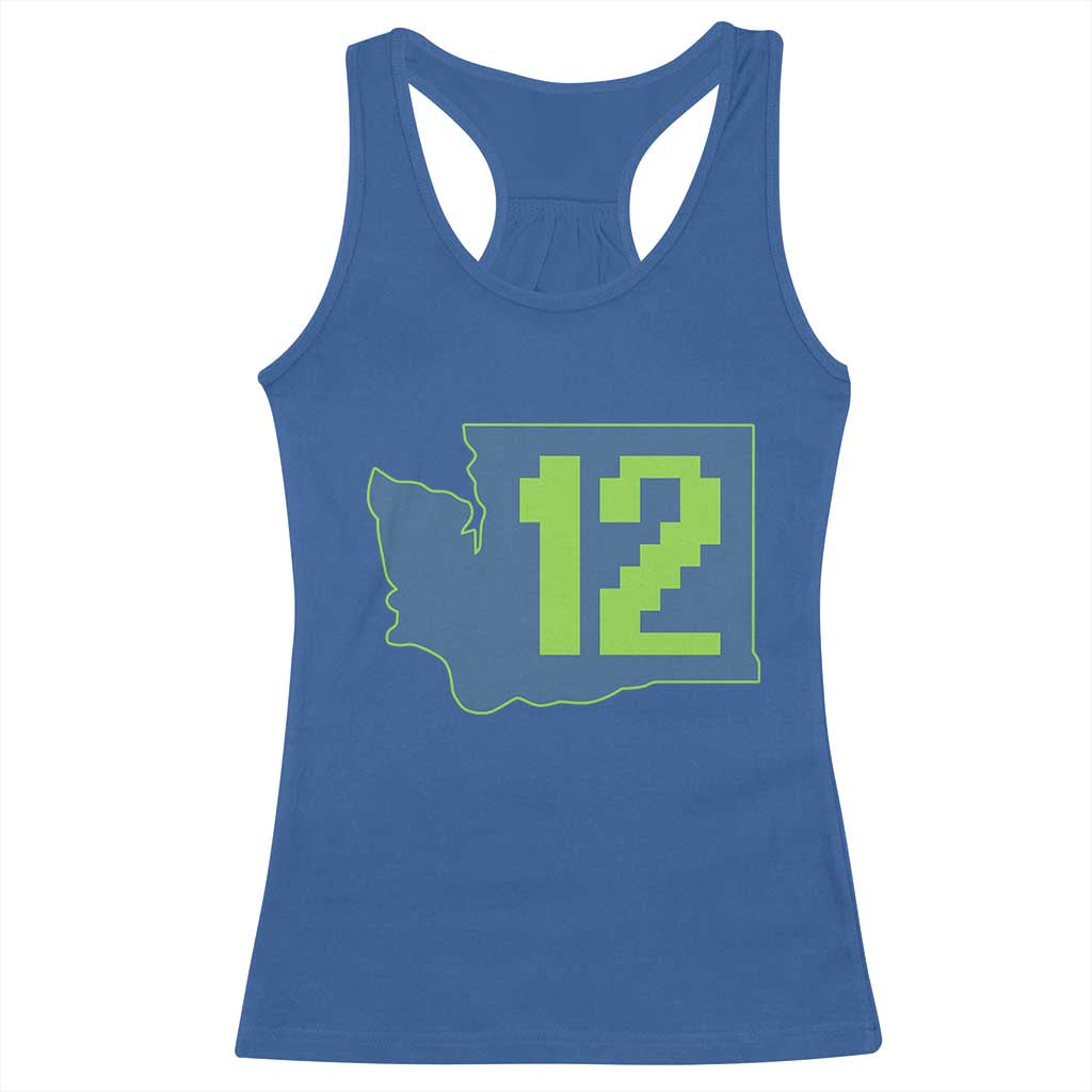 Washington State Map Number 12 Racerback Tank Top Pacific Northwest Sports Fan TS12 Royal Blue Print Your Wear