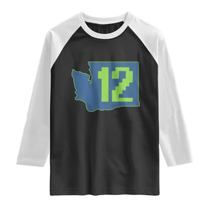 Washington State Map Number 12 Raglan Shirt Pacific Northwest Sports Fan
