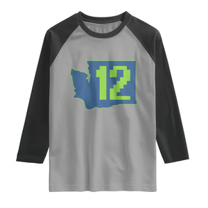 Washington State Map Number 12 Raglan Shirt Pacific Northwest Sports Fan