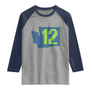 Washington State Map Number 12 Raglan Shirt Pacific Northwest Sports Fan