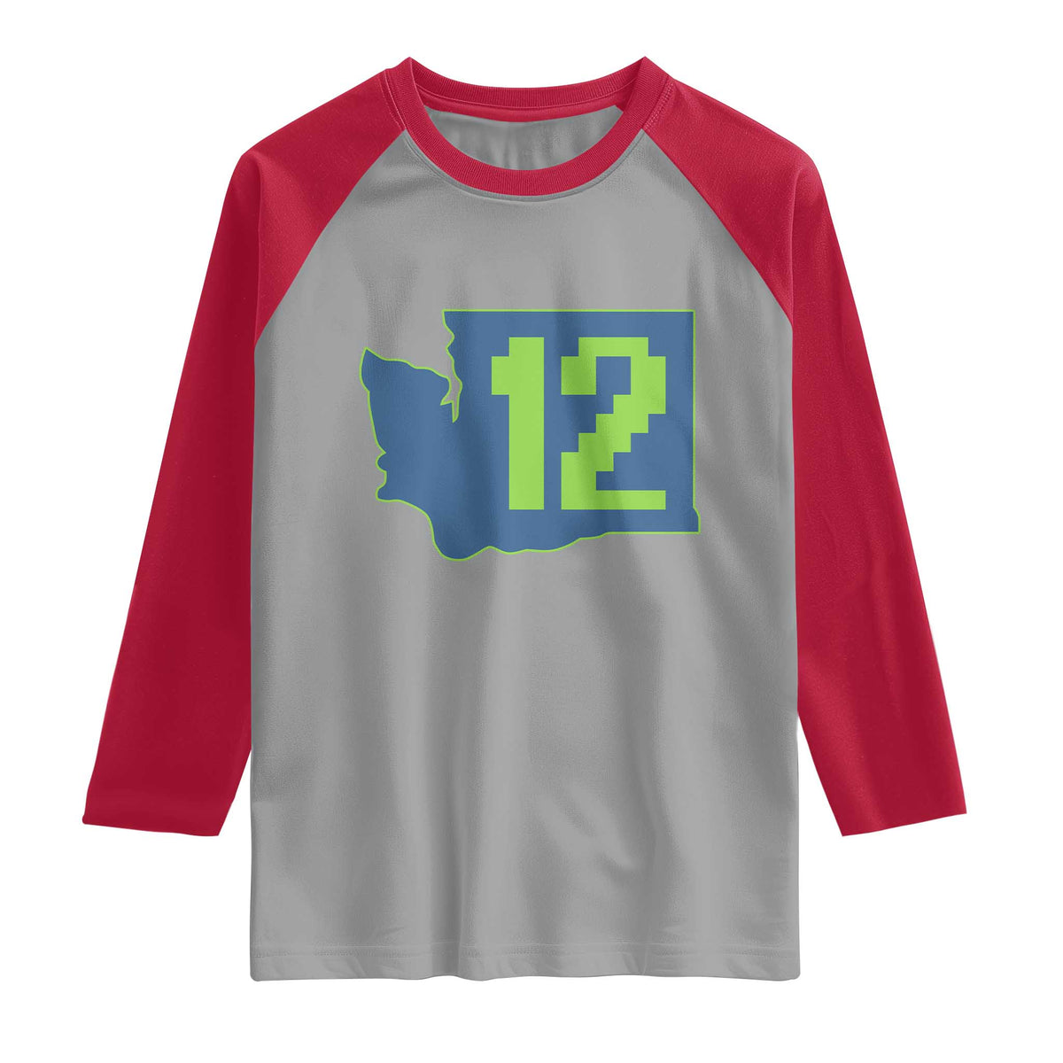 Washington State Map Number 12 Raglan Shirt Pacific Northwest Sports Fan