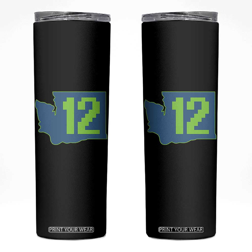 Washington State Map Number 12 Skinny Tumbler Pacific Northwest Sports Fan TS12 Black Print Your Wear