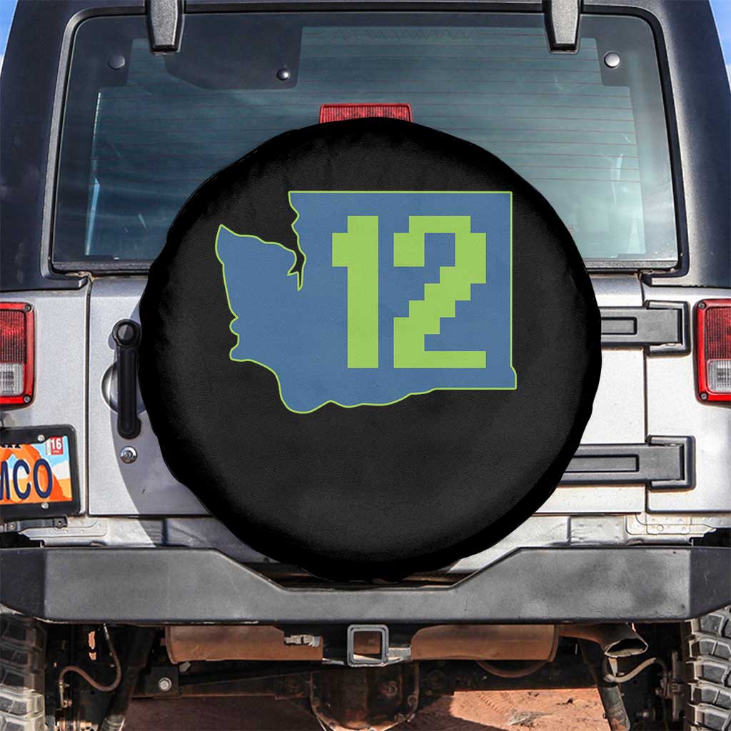 Washington State Map Number 12 Spare Tire Cover Pacific Northwest Sports Fan TS12 No hole Black Print Your Wear