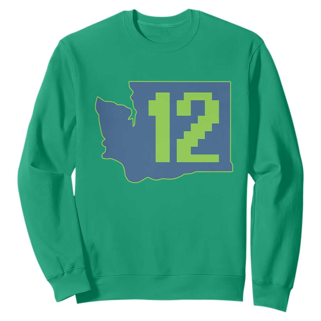 Washington State Map Number 12 Sweatshirt Pacific Northwest Sports Fan