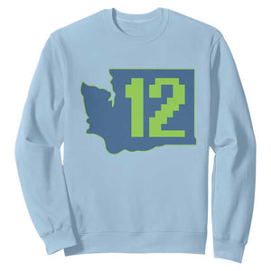 Washington State Map Number 12 Sweatshirt Pacific Northwest Sports Fan