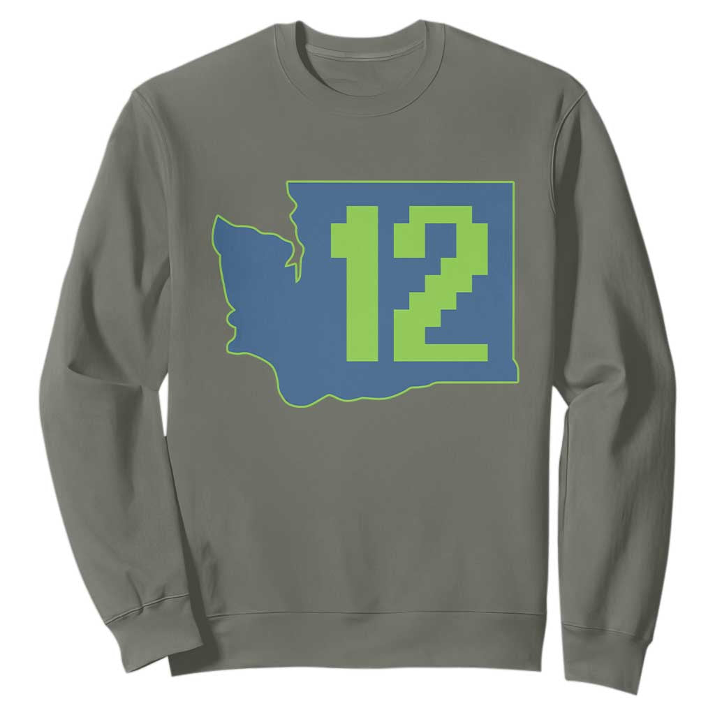 Washington State Map Number 12 Sweatshirt Pacific Northwest Sports Fan