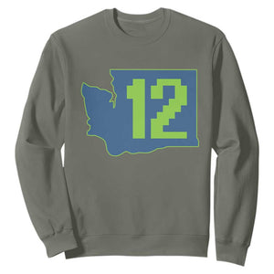 Washington State Map Number 12 Sweatshirt Pacific Northwest Sports Fan