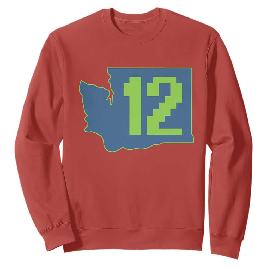 Washington State Map Number 12 Sweatshirt Pacific Northwest Sports Fan