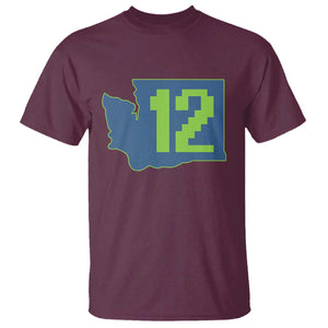 Washington State Map Number 12 T Shirt Pacific Northwest Sports Fan