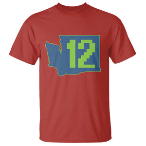 Washington State Map Number 12 T Shirt Pacific Northwest Sports Fan