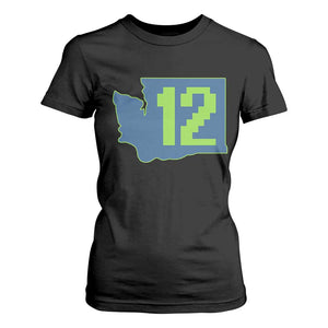Washington State Map Number 12 T Shirt For Women Pacific Northwest Sports Fan
