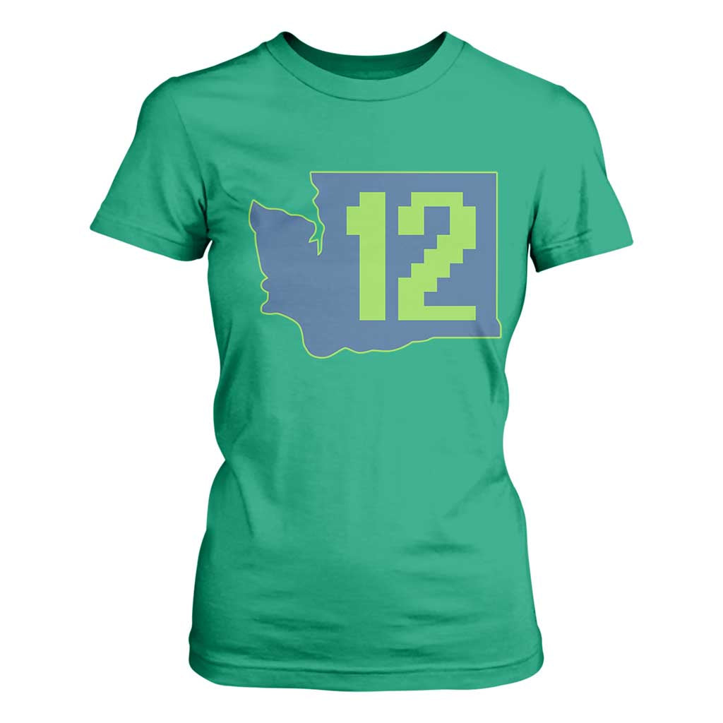 Washington State Map Number 12 T Shirt For Women Pacific Northwest Sports Fan