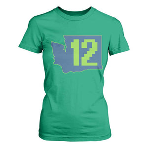 Washington State Map Number 12 T Shirt For Women Pacific Northwest Sports Fan