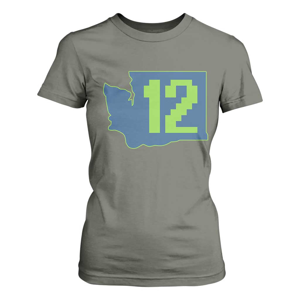 Washington State Map Number 12 T Shirt For Women Pacific Northwest Sports Fan