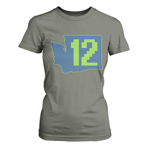 Washington State Map Number 12 T Shirt For Women Pacific Northwest Sports Fan