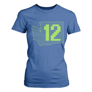 Washington State Map Number 12 T Shirt For Women Pacific Northwest Sports Fan