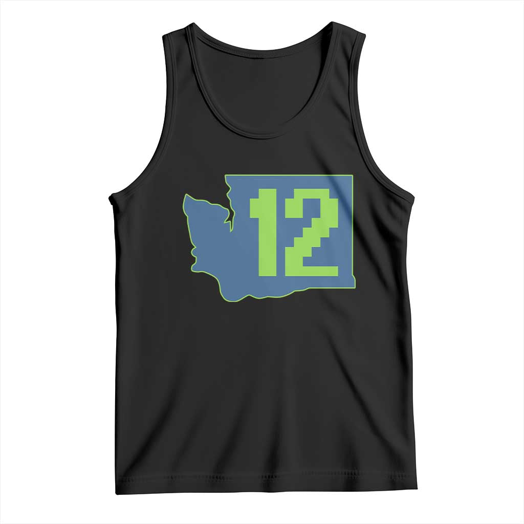 Washington State Map Number 12 Tank Top Pacific Northwest Sports Fan TS12 Black Print Your Wear