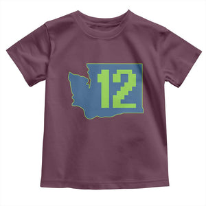 Washington State Map Number 12 Toddler T Shirt Pacific Northwest Sports Fan