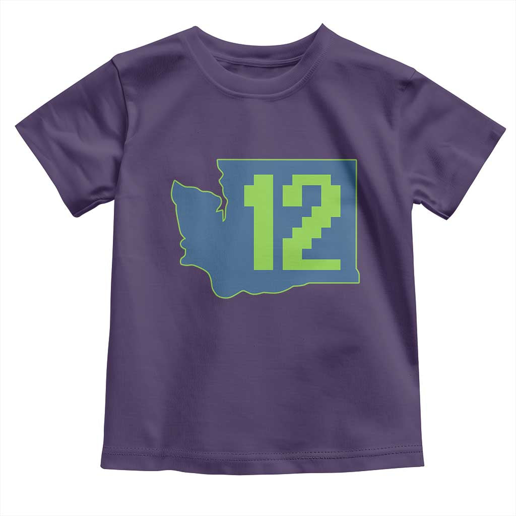Washington State Map Number 12 Toddler T Shirt Pacific Northwest Sports Fan