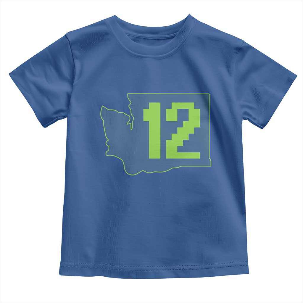 Washington State Map Number 12 Toddler T Shirt Pacific Northwest Sports Fan TS12 Royal Blue Print Your Wear