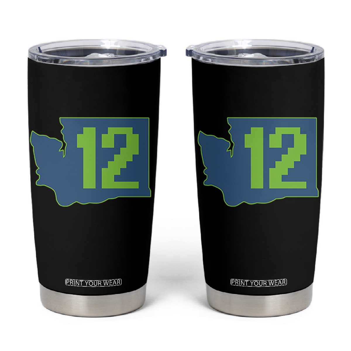 Washington State Map Number 12 Tumbler Cup Pacific Northwest Sports Fan TS12 Black Print Your Wear