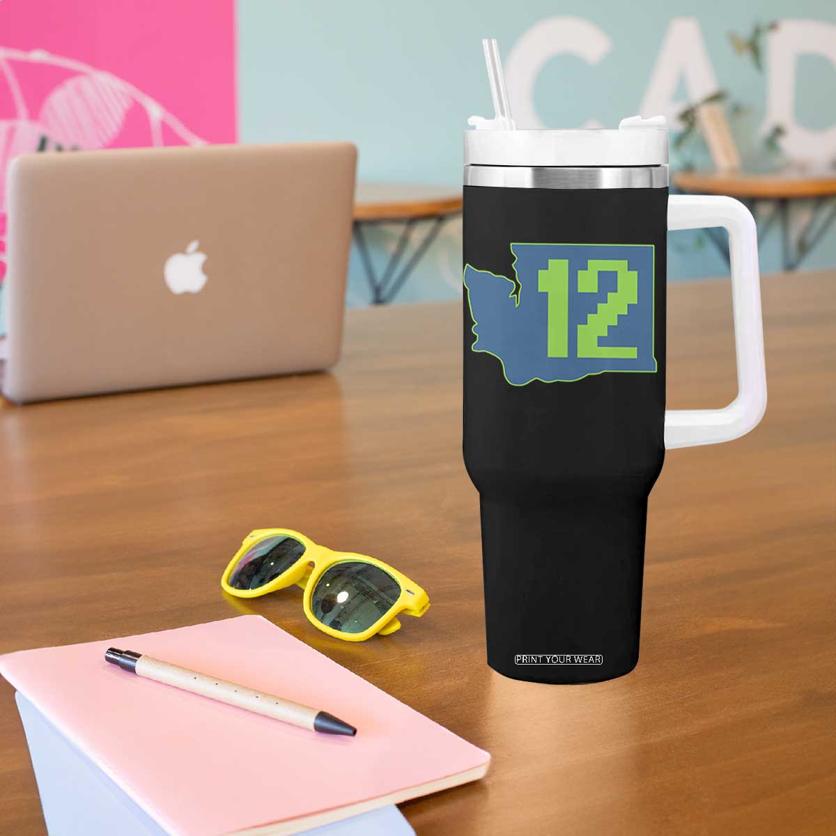 Washington State Map Number 12 Tumbler With Handle Pacific Northwest Sports Fan