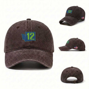Washington State Map Number 12 Washed Cotton Baseball Cap Pacific Northwest Sports Fan