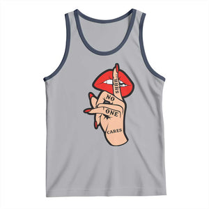 Shhh No One Cares Tank Top Sarcastic Humor Gift TS12 Athletic Heather Navy Print Your Wear