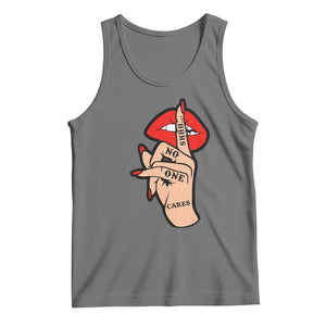 Shhh No One Cares Tank Top Sarcastic Humor Gift TS12 Black Heather Print Your Wear
