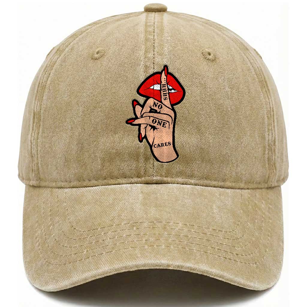 Shhh No One Cares Washed Cotton Baseball Cap Sarcastic Humor Gift TS12 Print Your Wear