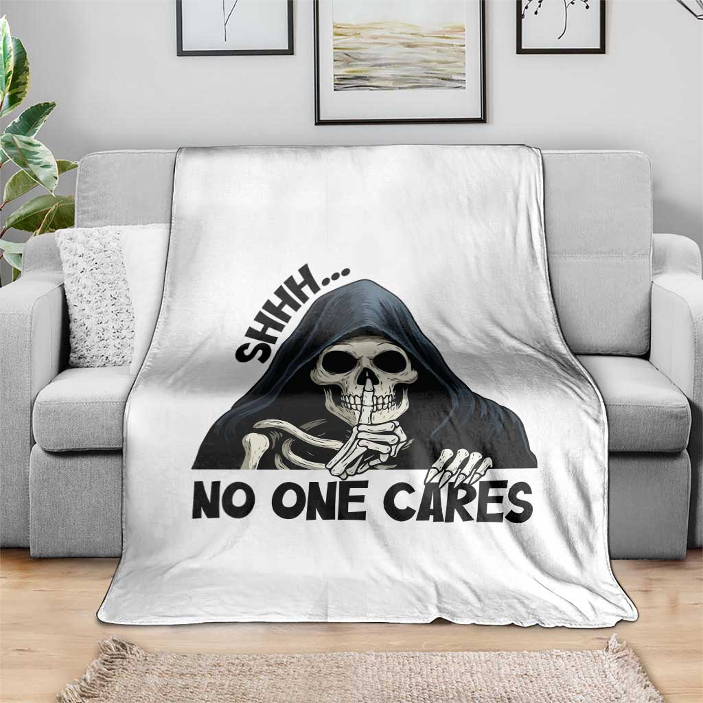 Funny Skeleton Humor Throw Blanket Shhh No One Cares TS12 Print Your Wear