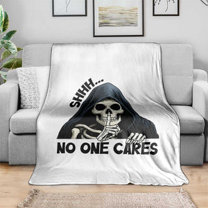 Funny Skeleton Humor Throw Blanket Shhh No One Cares TS12 Print Your Wear