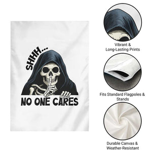 Funny Skeleton Humor Garden Flag Shhh No One Cares TS12 Print Your Wear