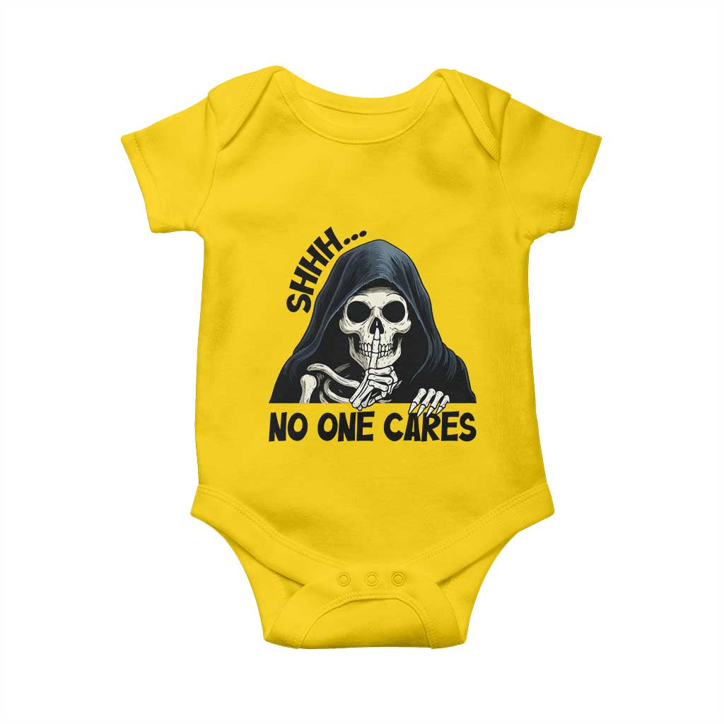 Funny Skeleton Humor Baby Onesie Shhh No One Cares TS12 Daisy Print Your Wear