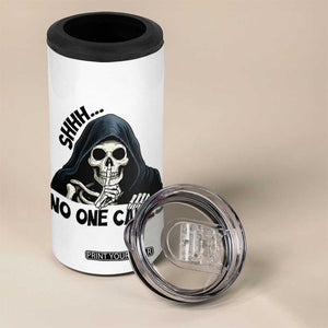 Funny Skeleton Humor 4 in 1 Can Cooler Tumbler Shhh No One Cares TS12 Print Your Wear
