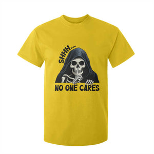 Funny Skeleton Humor T Shirt For Kid Shhh No One Cares TS12 Daisy Print Your Wear